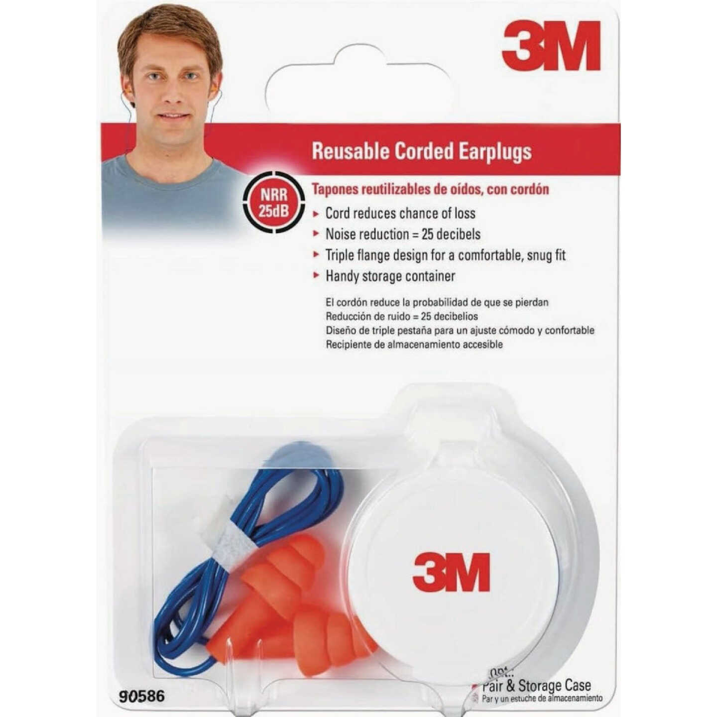 3M Corded Reusable Earplugs 90586H1-DC 1 Pair with Case Image 1