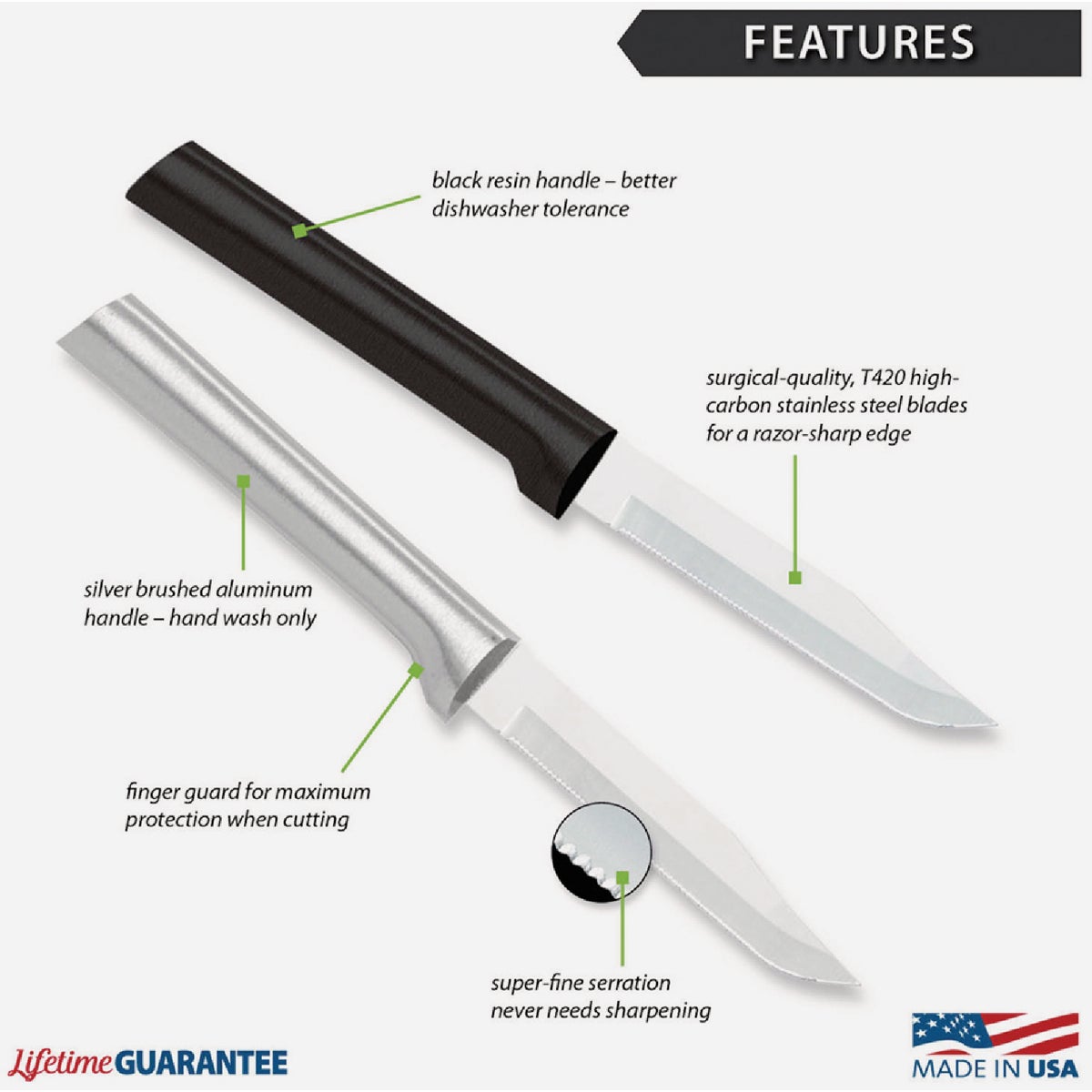 Rada Serrated Regular Paring Knife, Silver Image 3