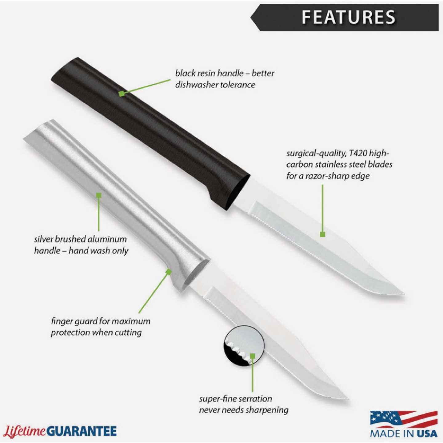 Rada Serrated Regular Paring Knife, Black Image 3