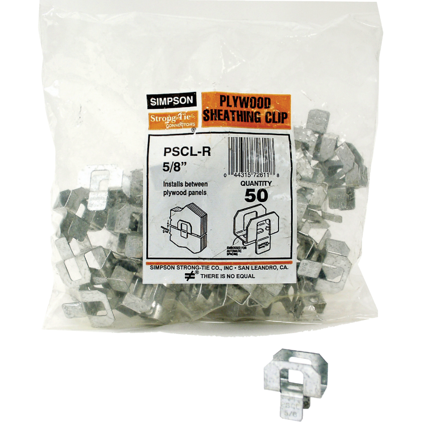 Simpson Strong-Tie 5/8 In. 20 ga Galvanized Steel Plywood Clip (50-Pack) Image 1