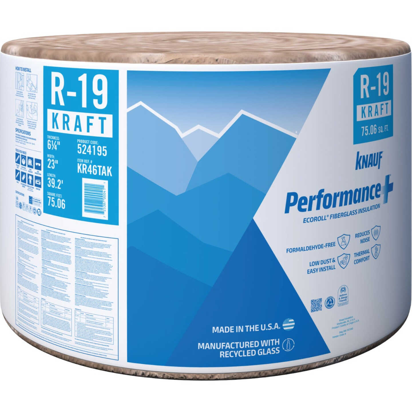 Knauf R-19 23 In. X 39.16 Ft. Standard Kraft Faced Roll Fiberglass Insulation Image 1