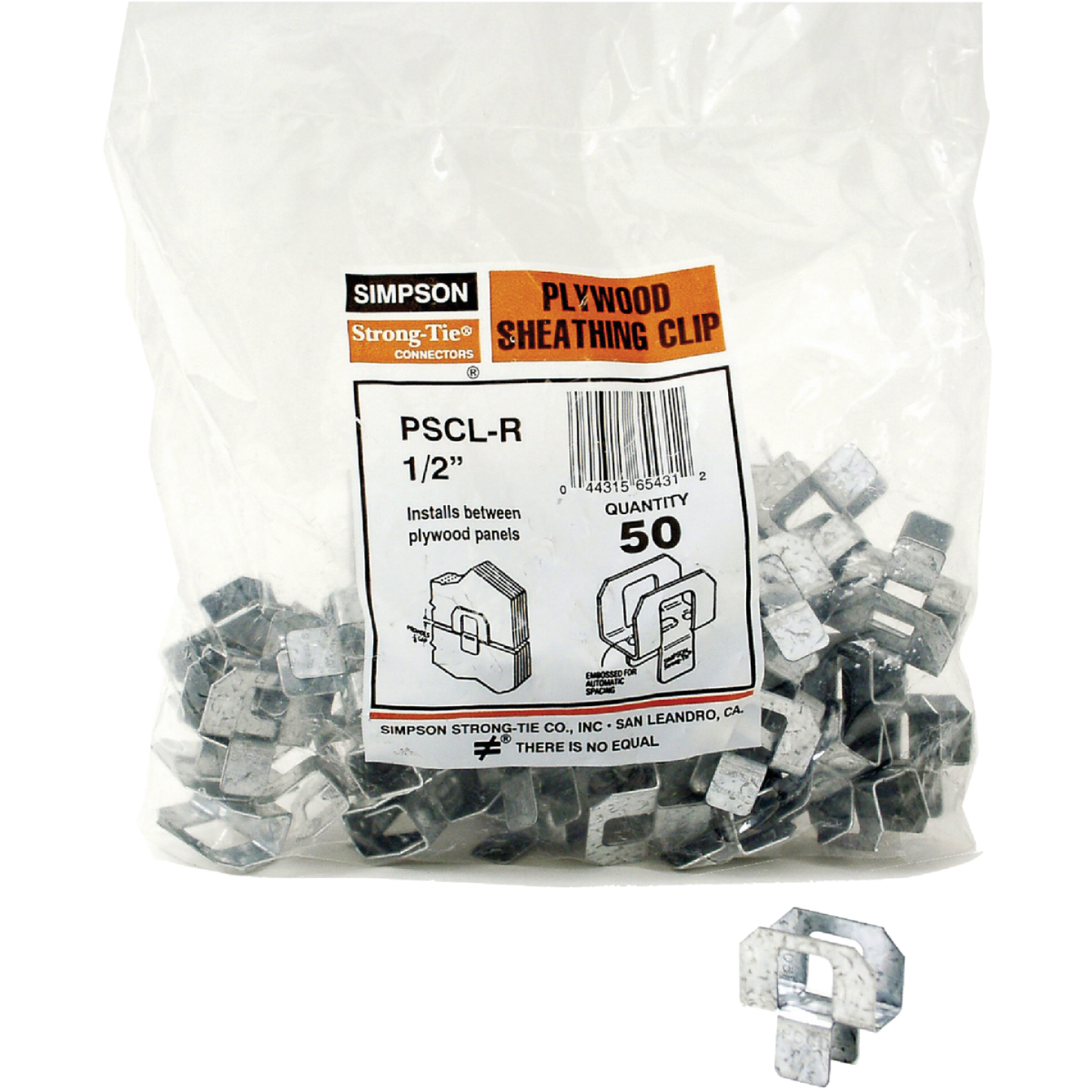 Simpson Strong-Tie 1/2 In. 20 ga Galvanized Steel Plywood Clip (50-Pack) Image 1
