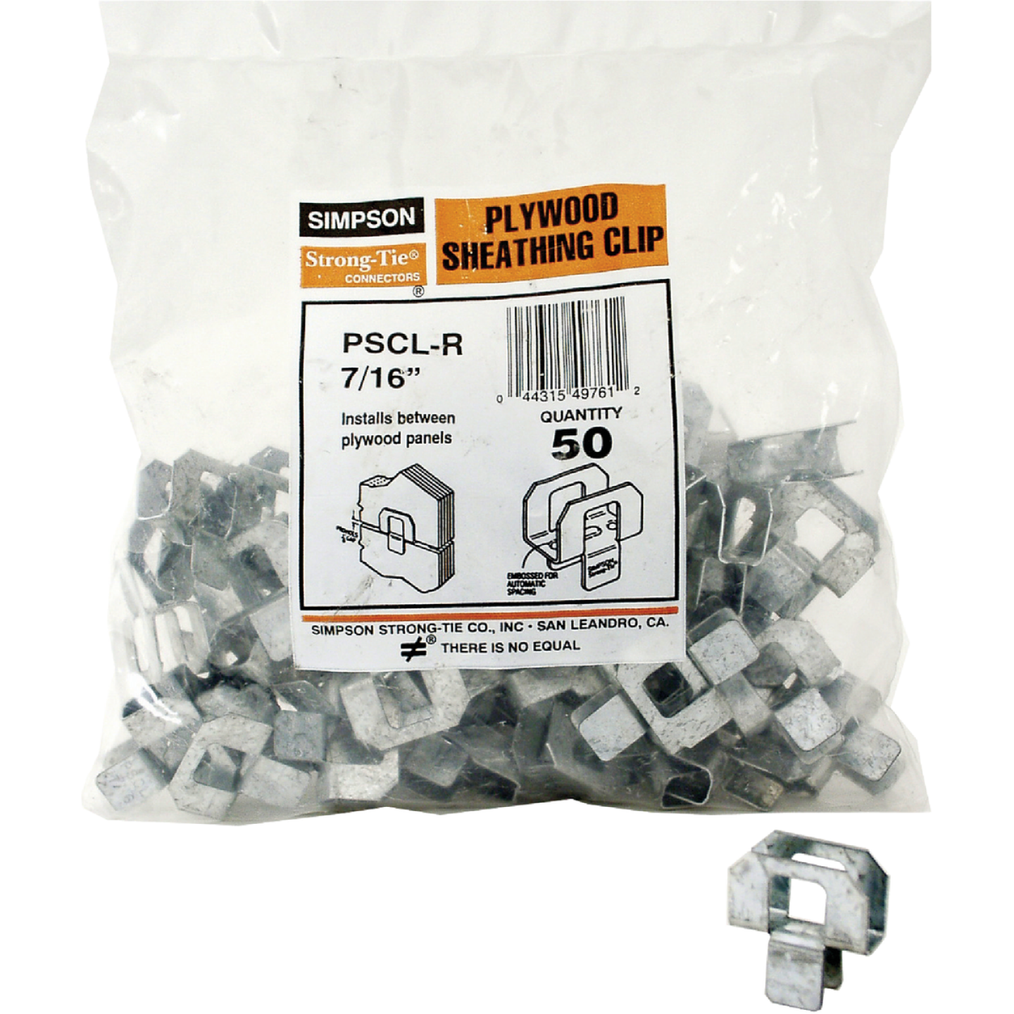 Simpson Strong-Tie 7/16 In. 20 ga Galvanized Steel Plywood Clip (50-Pack) Image 1