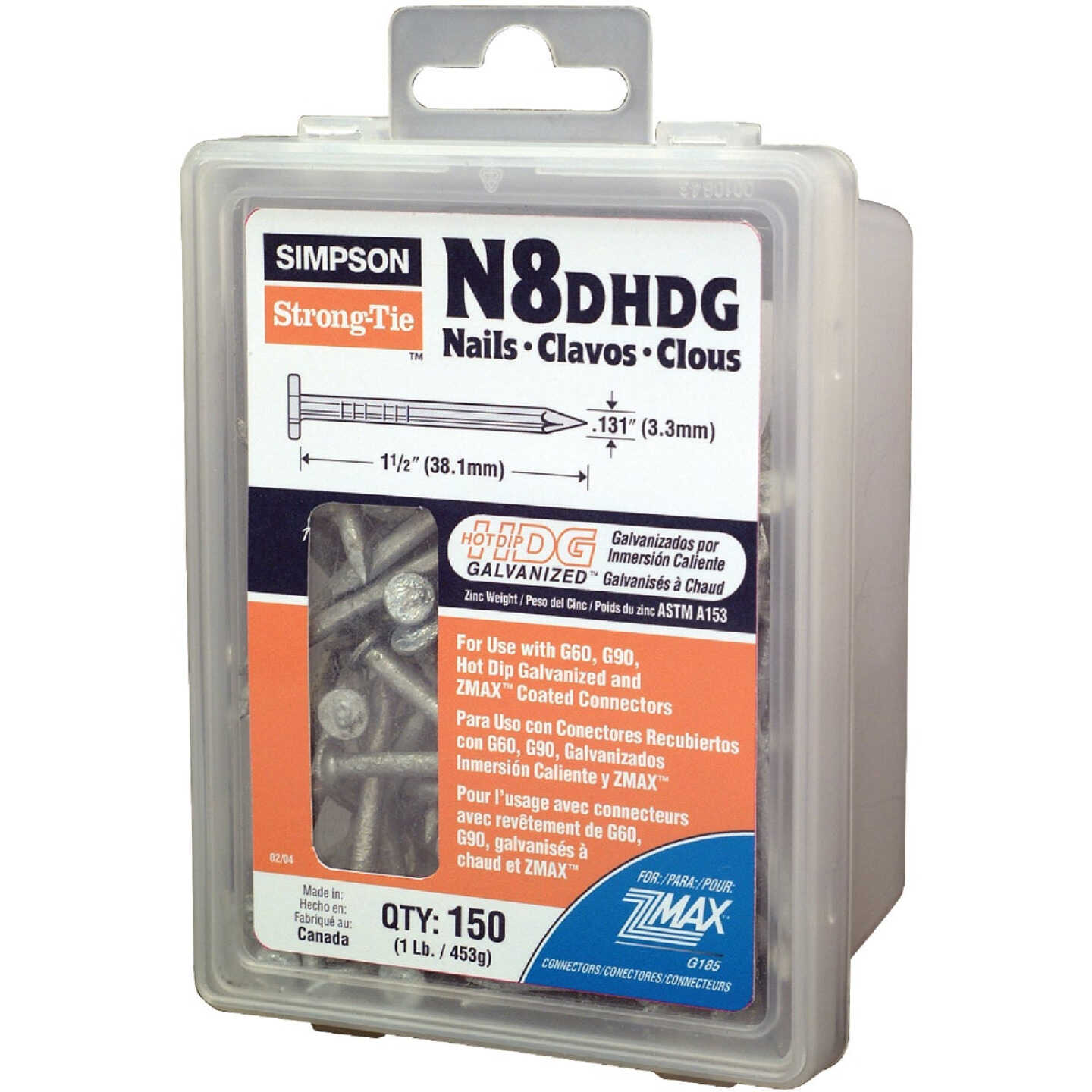 Simpson Strong-Tie 8d x 1-1/2 In. 10 ga Hot Dipped Galvanized Joist Nails (150-Count, 1 Lb.) Image 1
