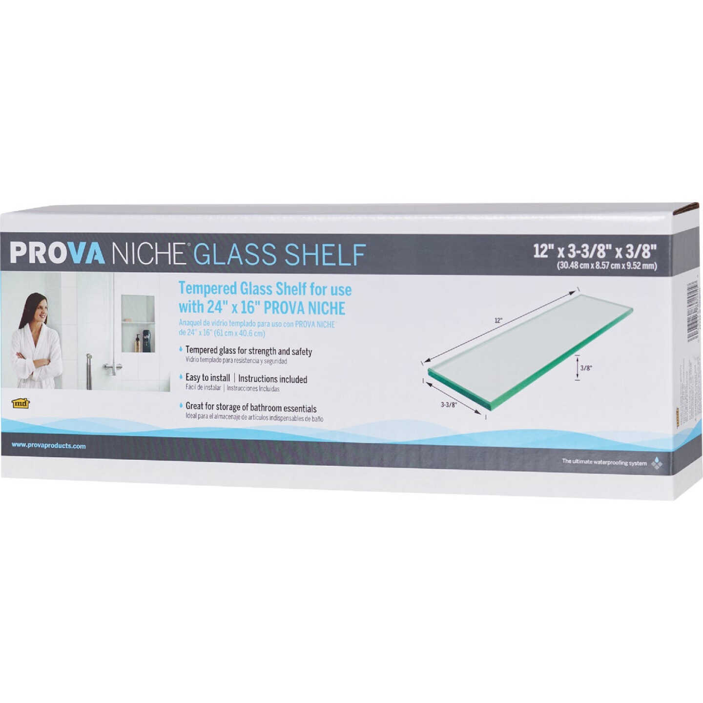 M-D Building Products PROVA NICHE 3-3/8 In. x 12 In. Glass Shelf Image 1