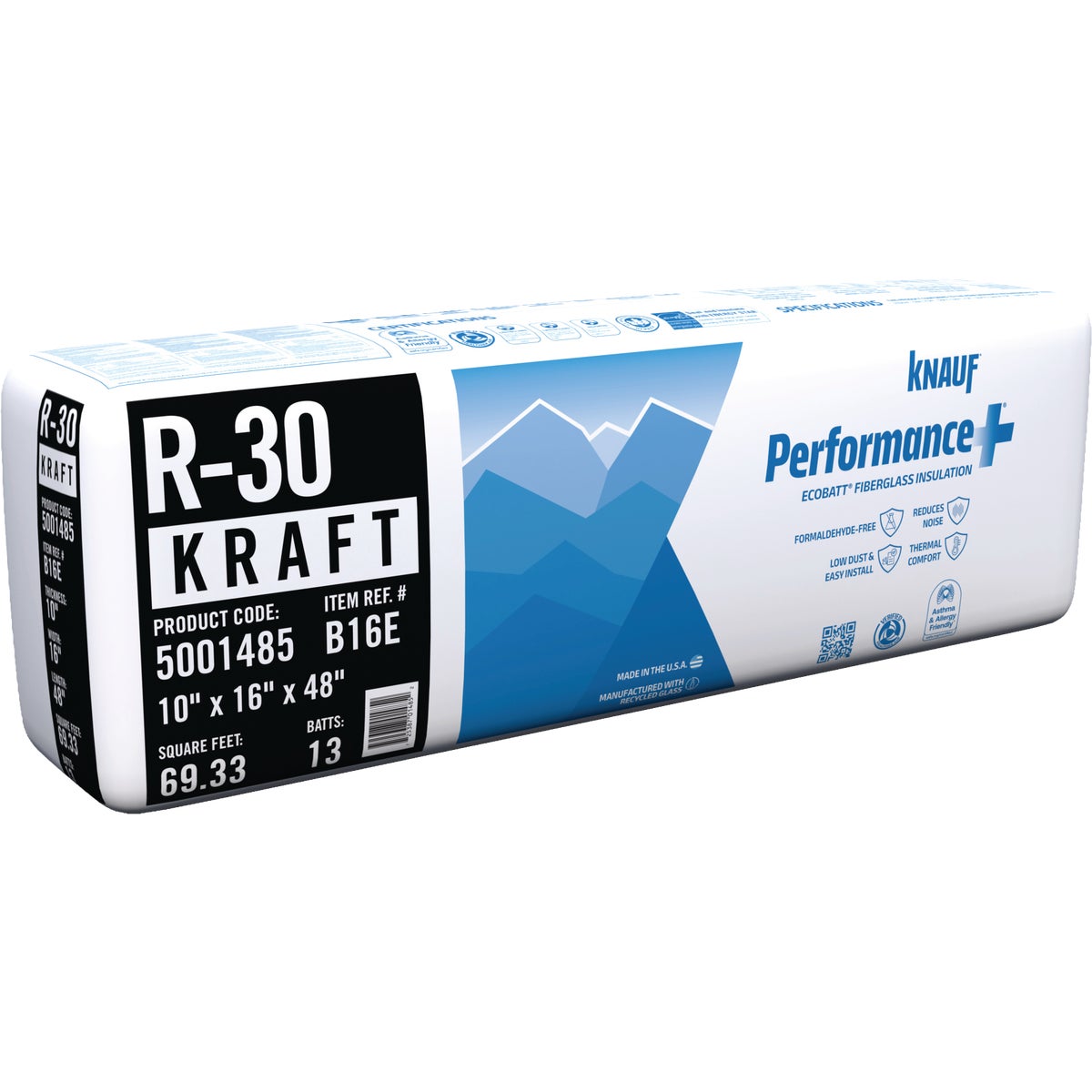 Knauf R-30 16 In. x 48 In. Kraft Faced Batt Fiberglass Insulation