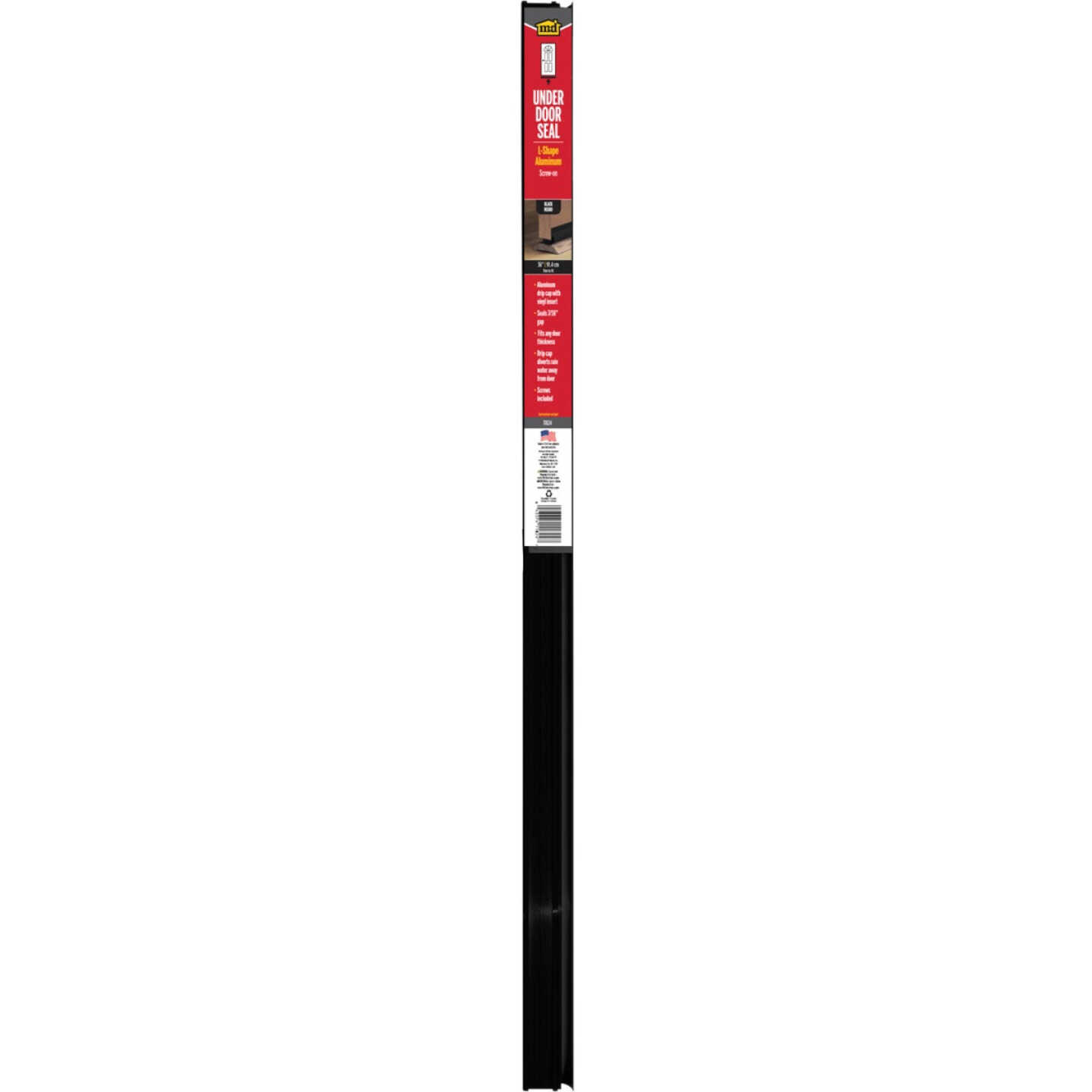 M-D Building Products 1.75 In. W. x 1.625 In. H. x 36 In. L. Aluminum Black Door Bottom Image 5