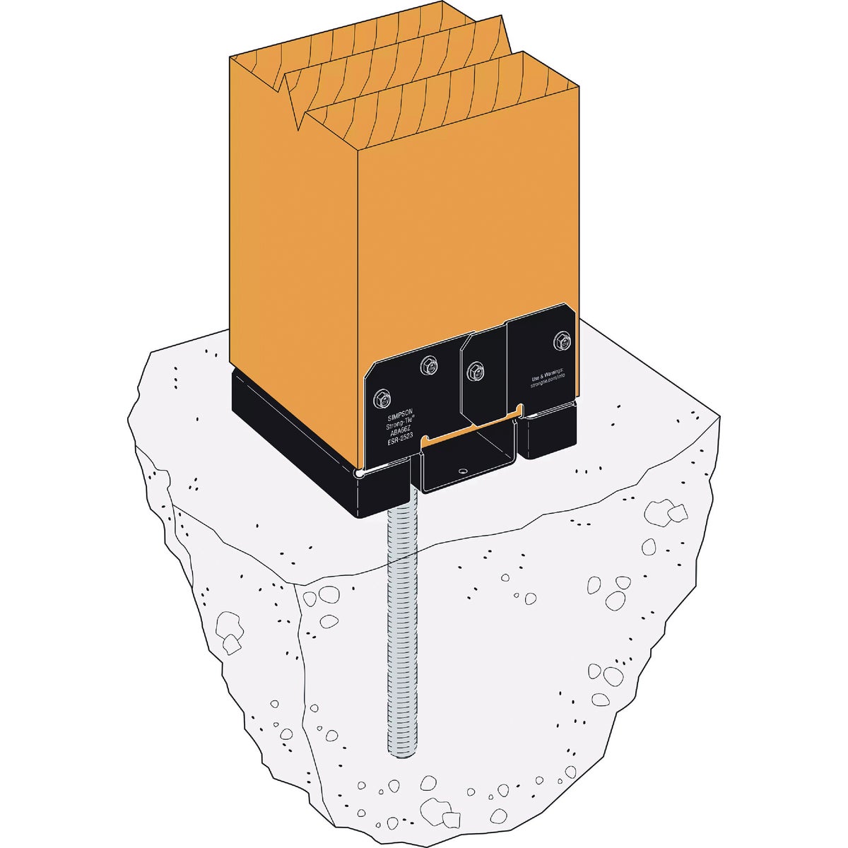 Simpson Strong-Tie ZMAX 6X6 Black Adjustable Standoff Post Base Image 2