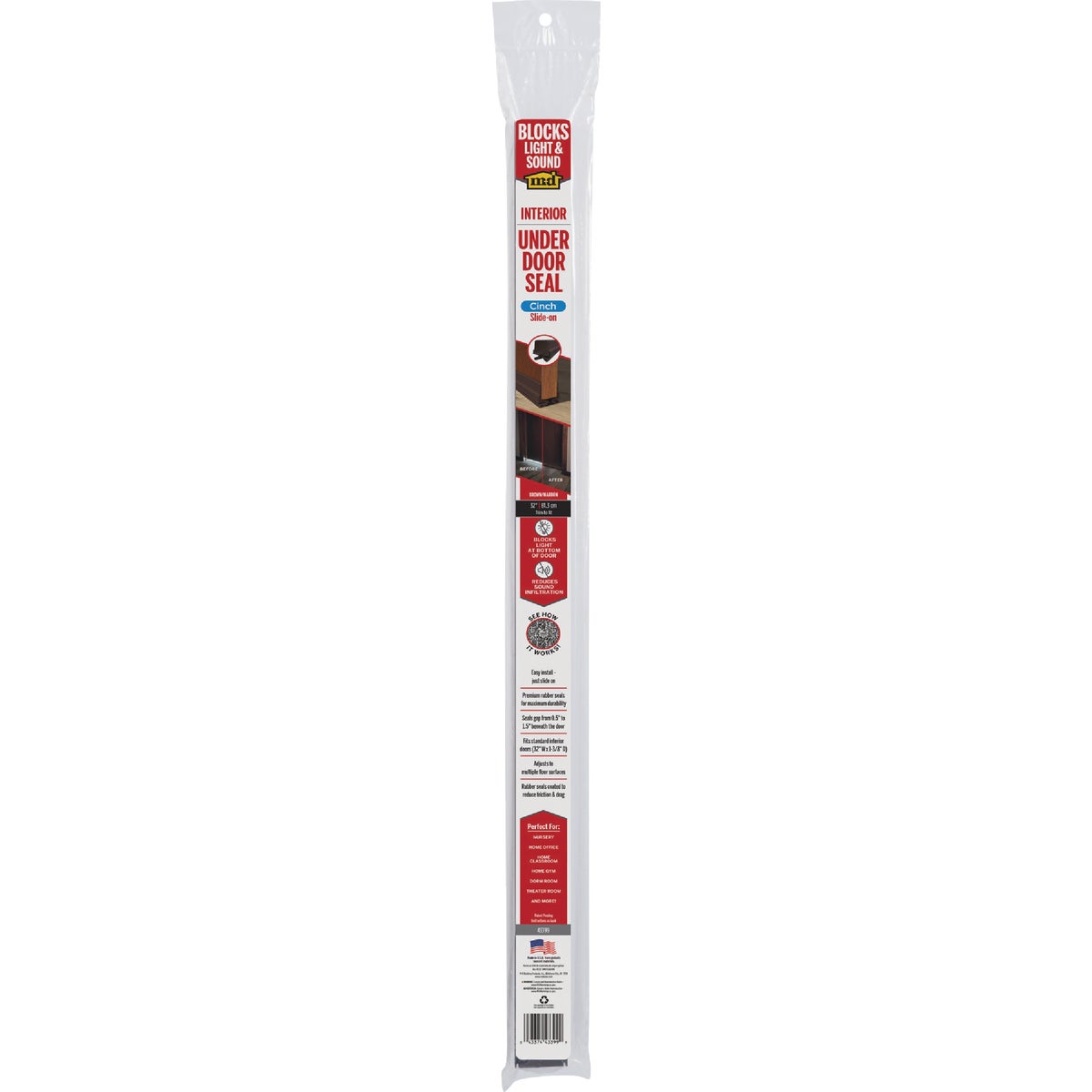 M-D Building Products CINCH 1.375 In. W. x 2.125 In. H. x 32 In. L. Vinyl & Rubber Brown Door Bottom Image 6