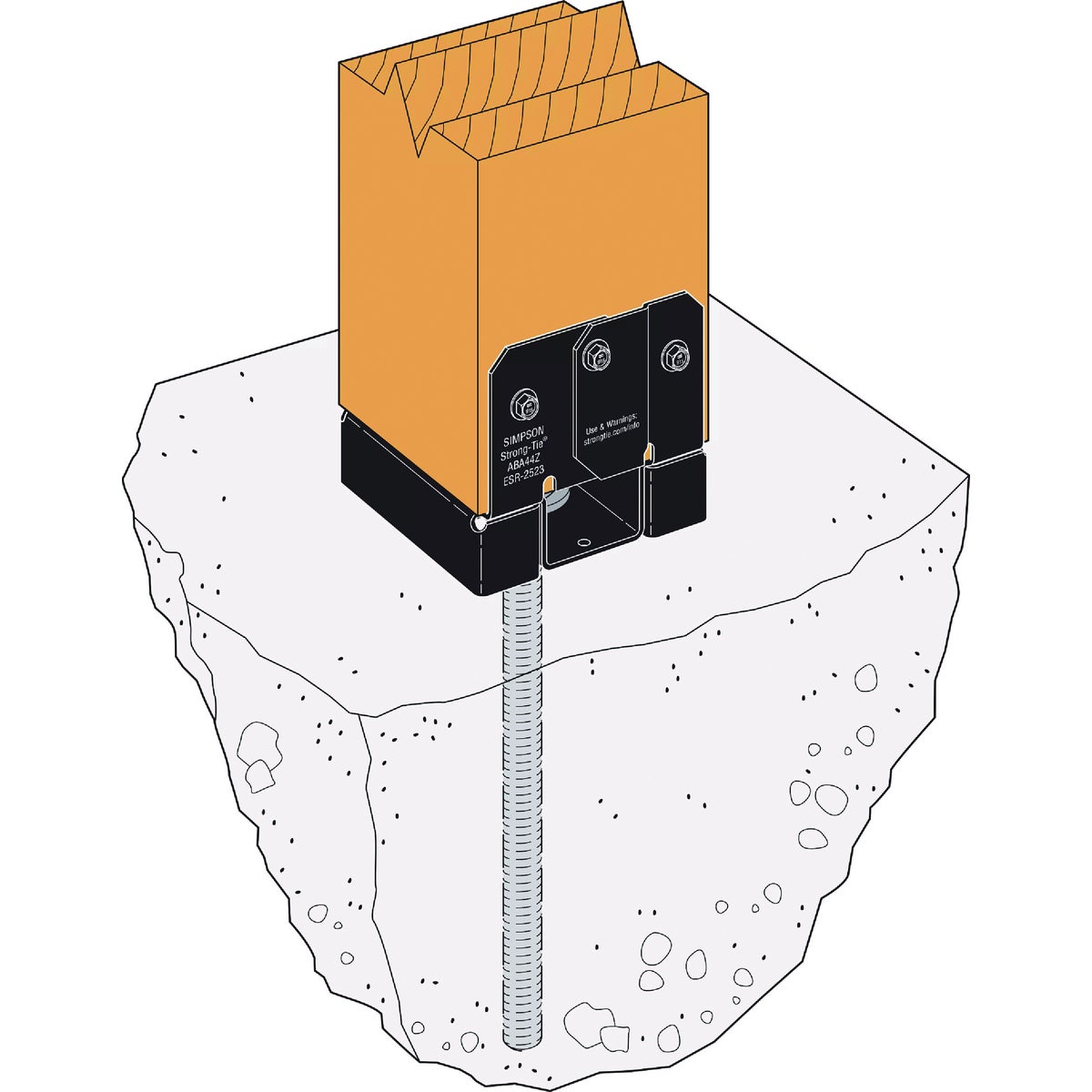 Simpson Strong-Tie ZMAX 4X4 Black Adjustable Standoff Post Base Image 2