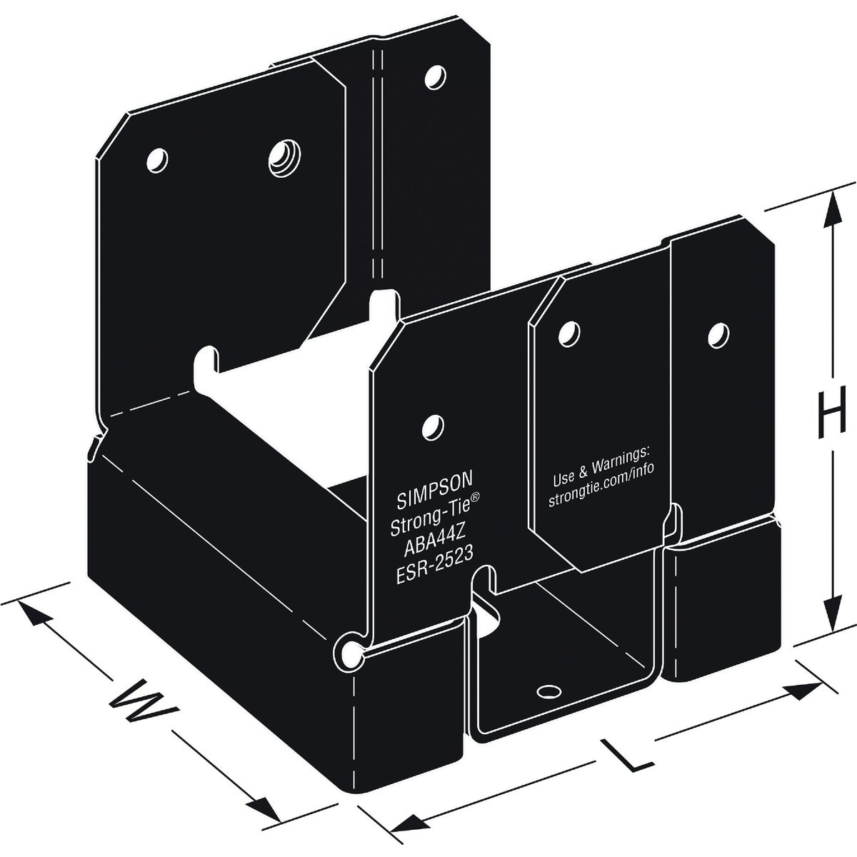 Simpson Strong-Tie ZMAX 4X4 Black Adjustable Standoff Post Base Image 3