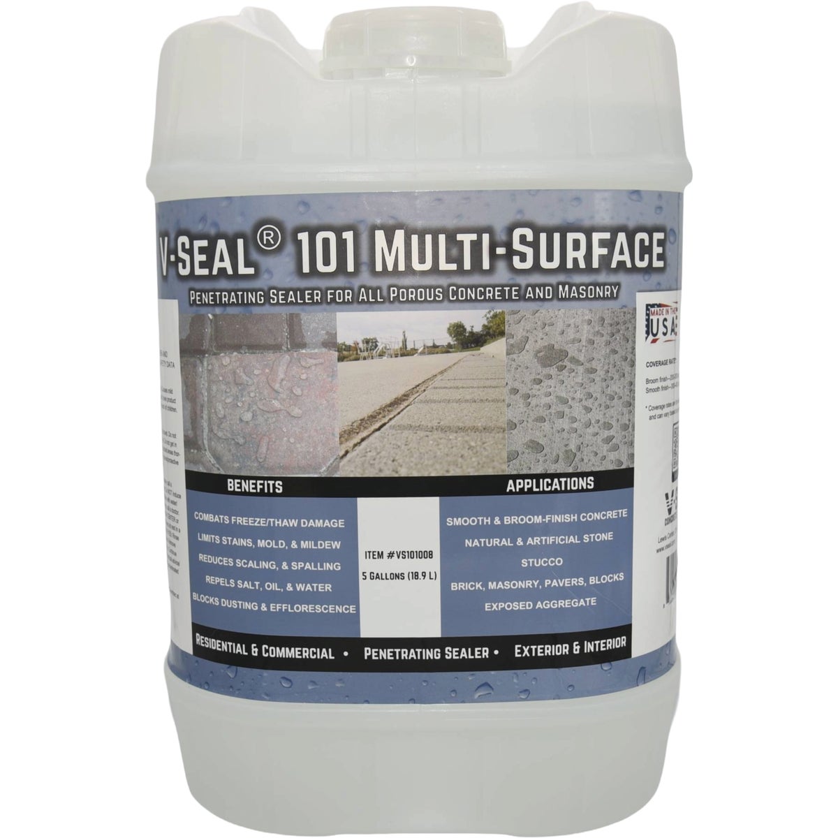V-Seal 101 Professional-Grade Concrete & Masonry Sealant, 5 Gal.
