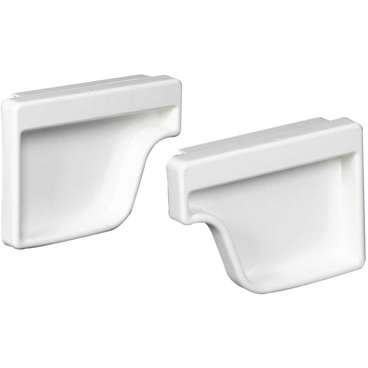 Amerimax 5 In. Traditional K-Style White Vinyl Gutter End Cap, Pair Image 1