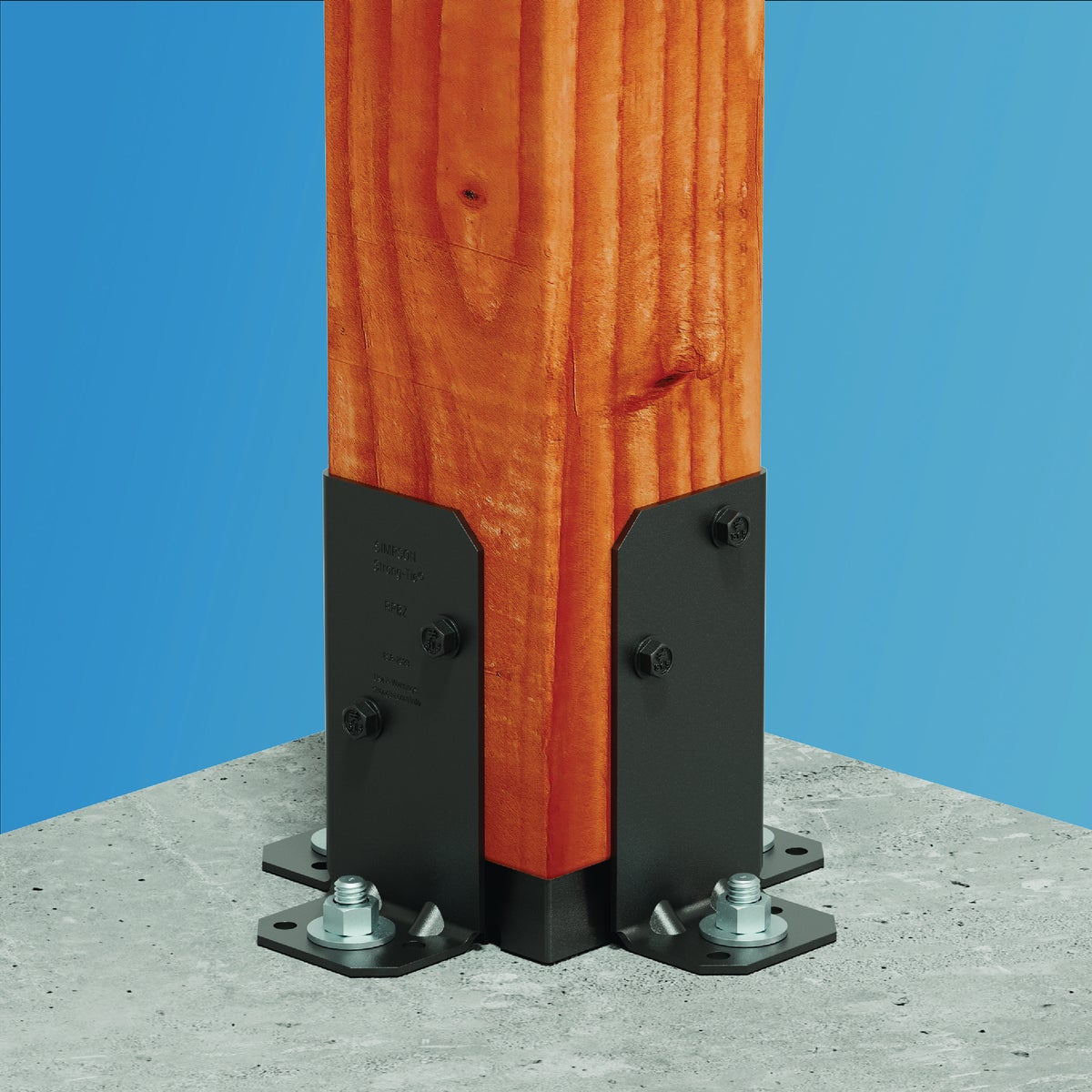 Simpson Strong-Tie ZMAX Galvanized Black Powder-Coated Retrofit Post Base for Double 2x4 Image 3