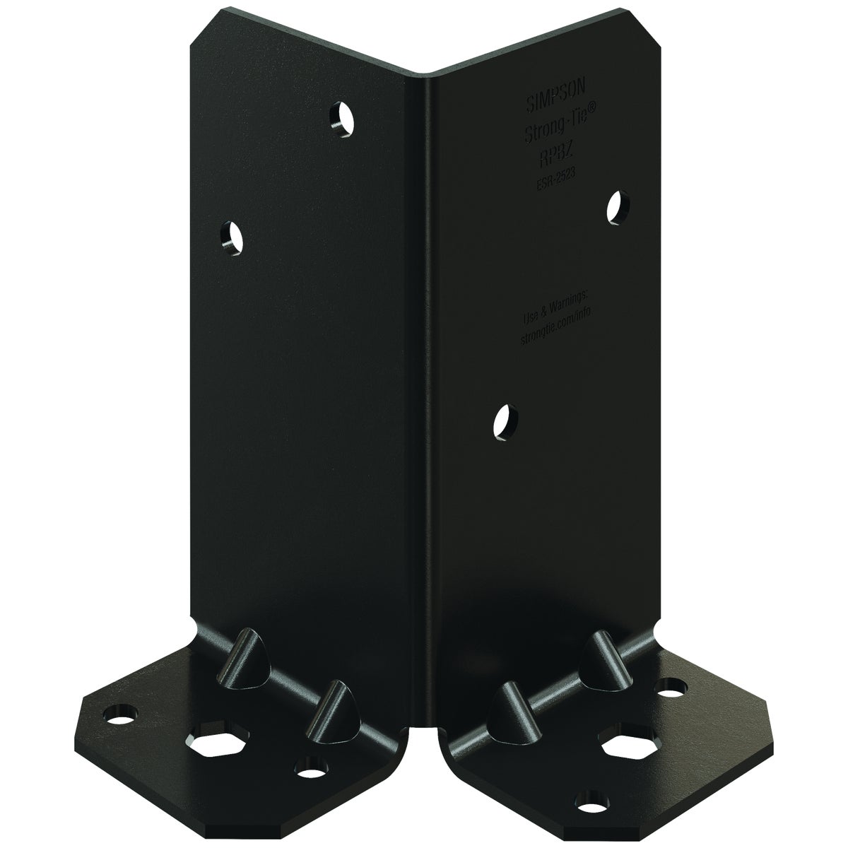 Simpson Strong-Tie ZMAX Galvanized Black Powder-Coated Retrofit Post Base for Double 2x4