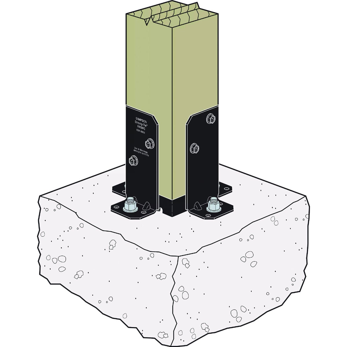 Simpson Strong-Tie ZMAX Galvanized Black Powder-Coated Retrofit Post Base for Double 2x4 Image 4