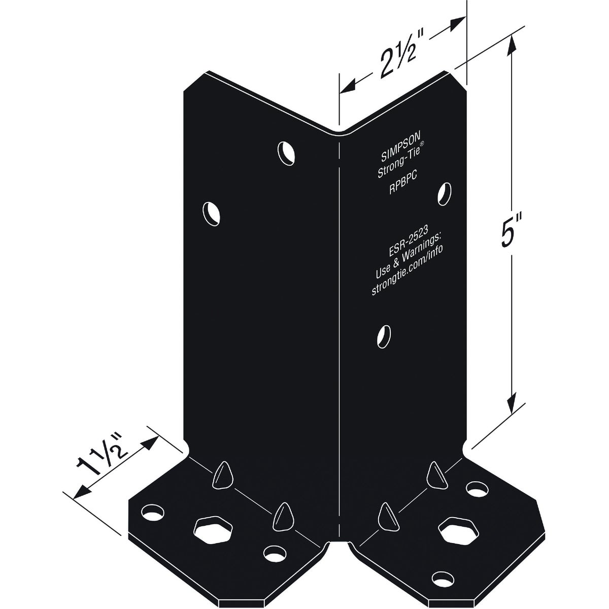 Simpson Strong-Tie ZMAX Galvanized Black Powder-Coated Retrofit Post Base for Double 2x4 Image 2