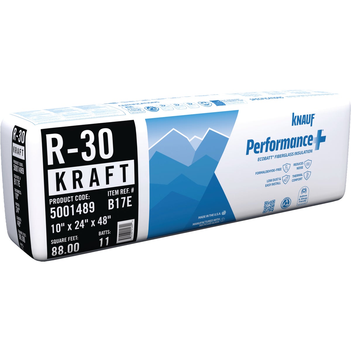 Knauf R-30 Kraft Faced 24 In. x 48 In. Batt Fiberglass Insulation