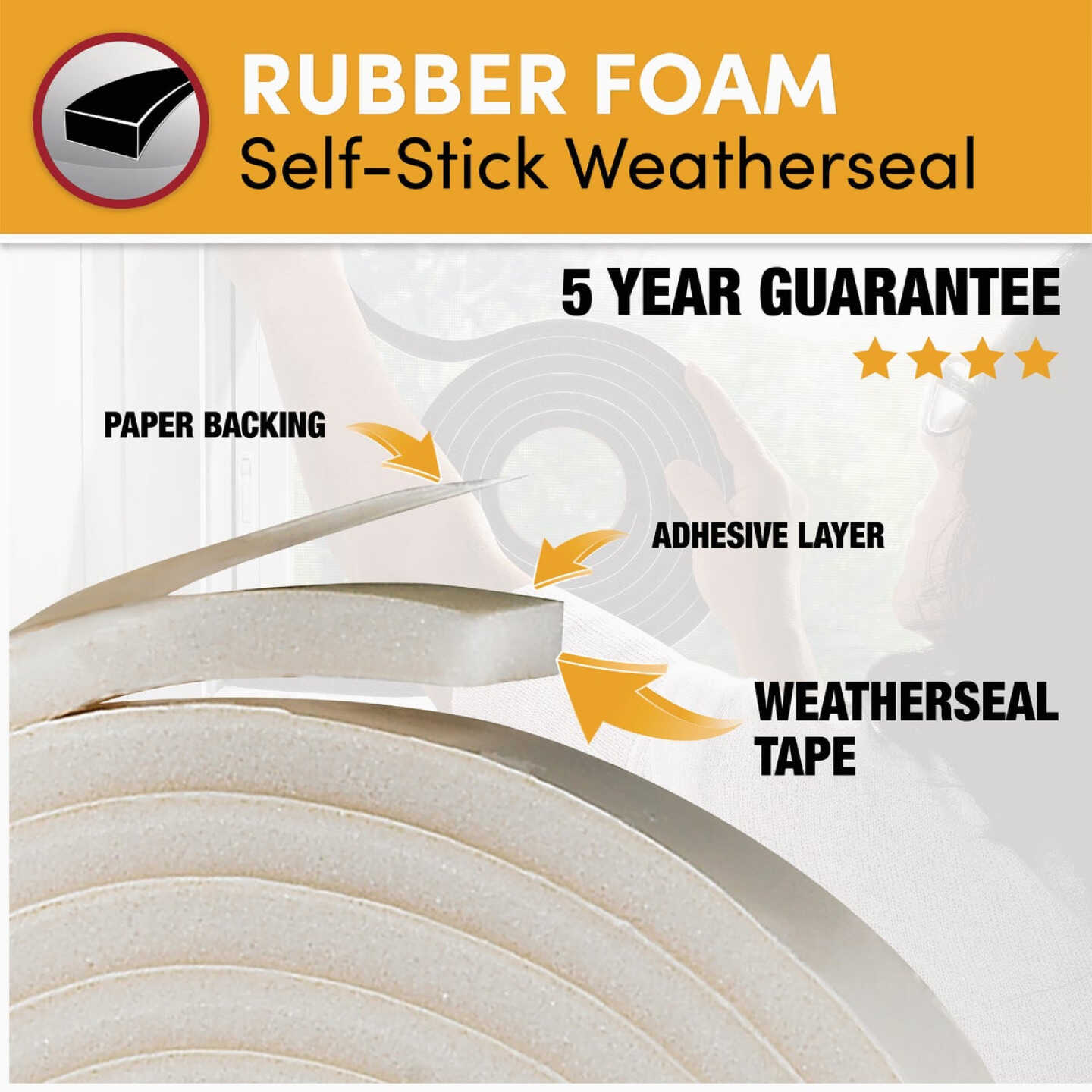 Frost King 3/8 In. W x 3/16 In. T x 10 Ft. L White Rubber Foam Weatherstrip Tape Image 5