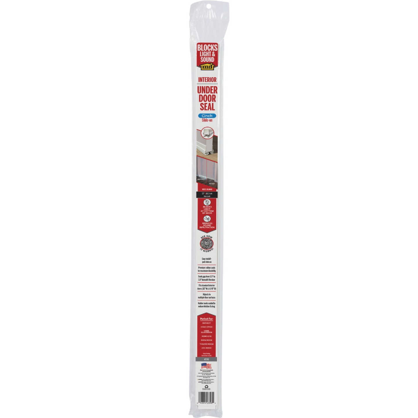 M-D Building Products CINCH 1.375 In. W. x 2.125 In. H. x 32 In. L. Vinyl & Rubber White Door Bottom Image 6
