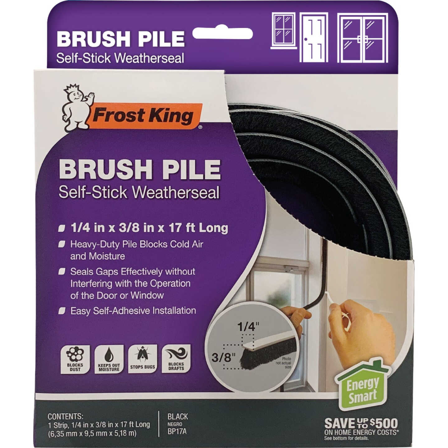 Frost King 1/4 In. x 3/8 In. x 17 Ft. Brush Pile Self-Stick Weatherseal Image 1