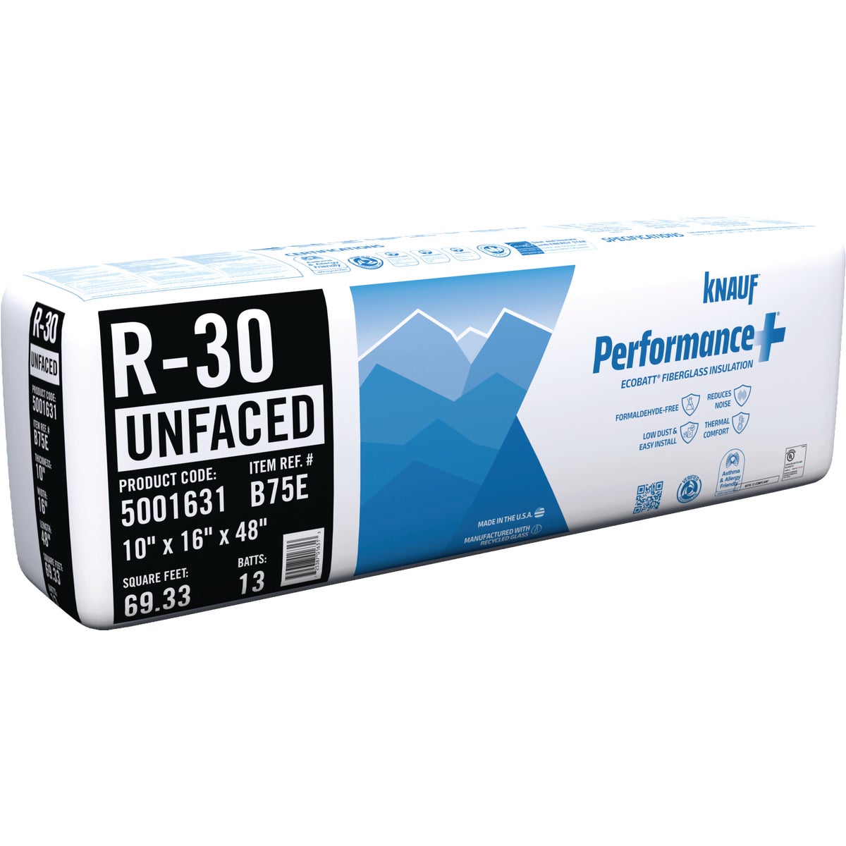 Knauf R-30 Unfaced 16 In. x 48 In. Batt Fiberglass Insulation
