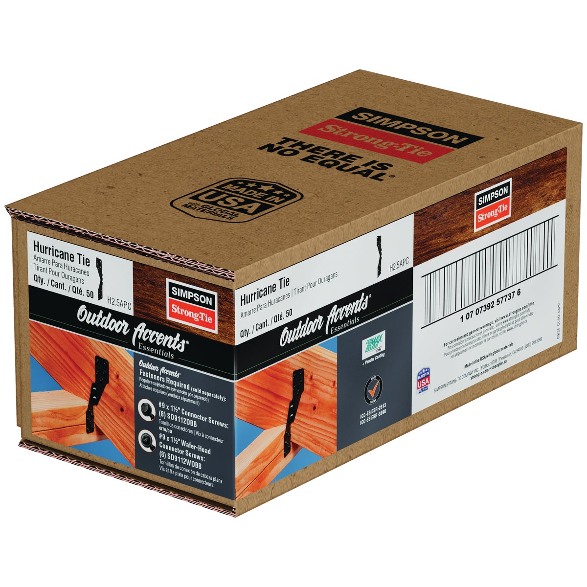Simpson Strong-Tie Outdoor Accents H2.5APC ZMAX 18 ga Black Powder-Coated Hurricane Tie Image 5