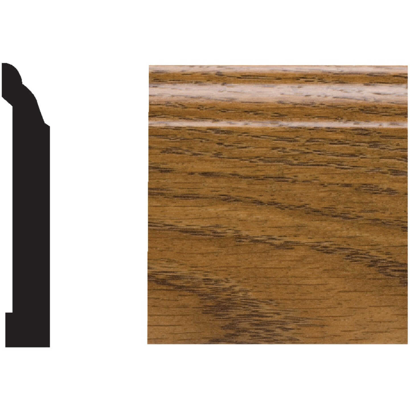 Royal 9/16 In. W. x 3-1/4 In. H. x 8 Ft. L. Highland Oak PVC Interior Colonial Base Molding Image 1