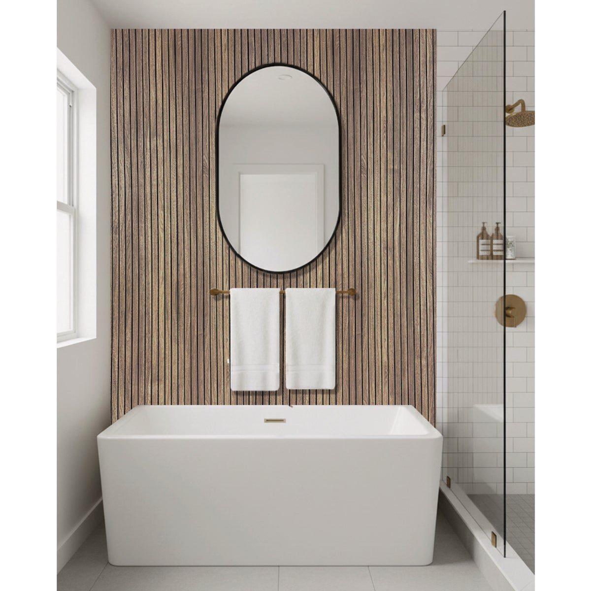 American Pacific 1/4 In. x 4 Ft. x 8 Ft. Fluted Walnut Acoustic Wall Panel Image 3