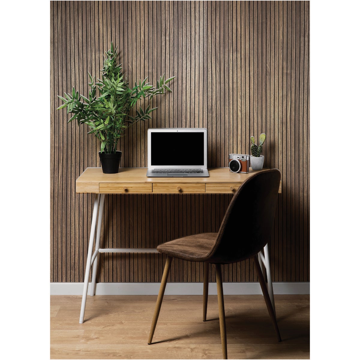 American Pacific 1/4 In. x 4 Ft. x 8 Ft. Fluted Walnut Acoustic Wall Panel Image 2
