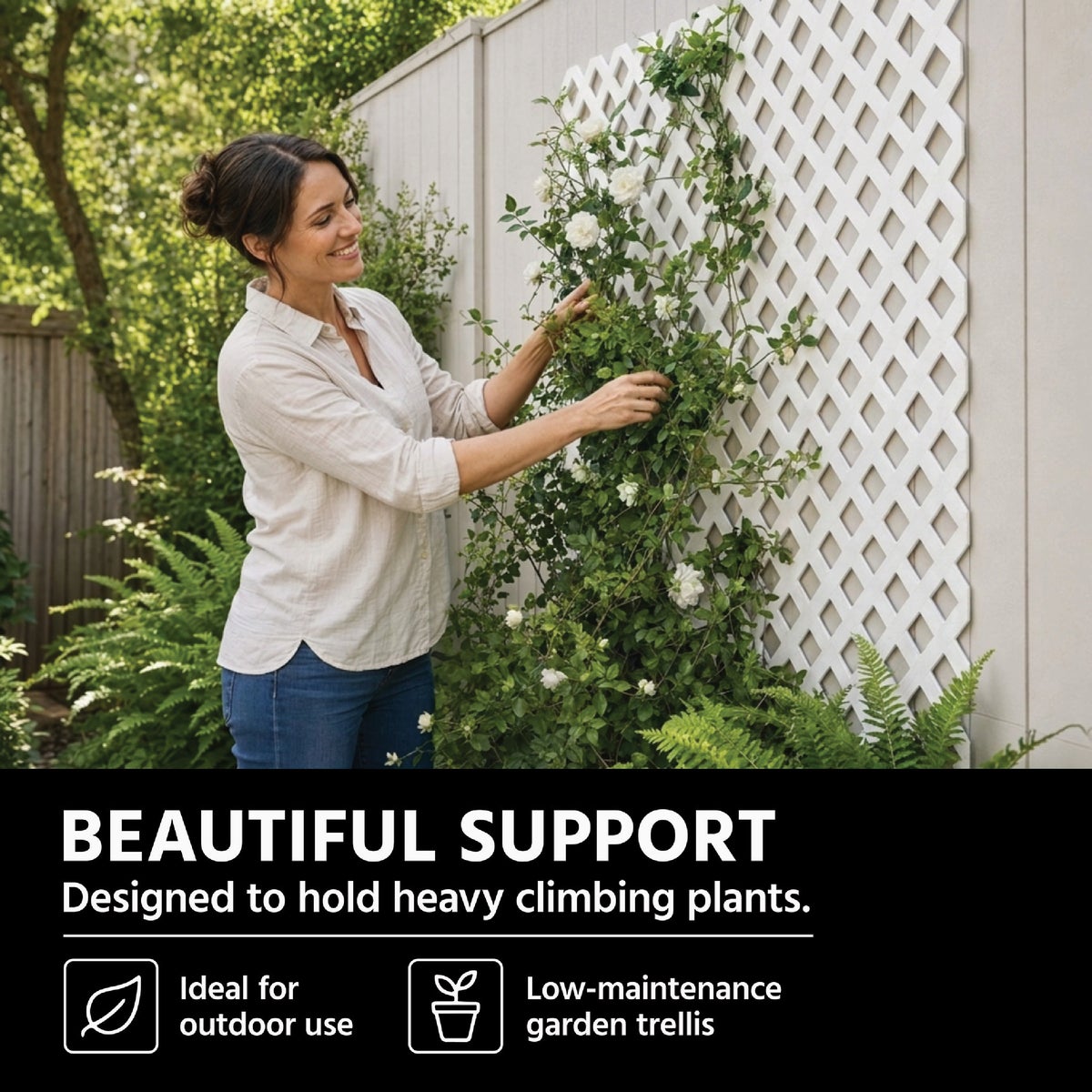 Grid Axcents 4 Ft. x 8 Ft. Traditional White Vinyl Lattice Panel Image 4