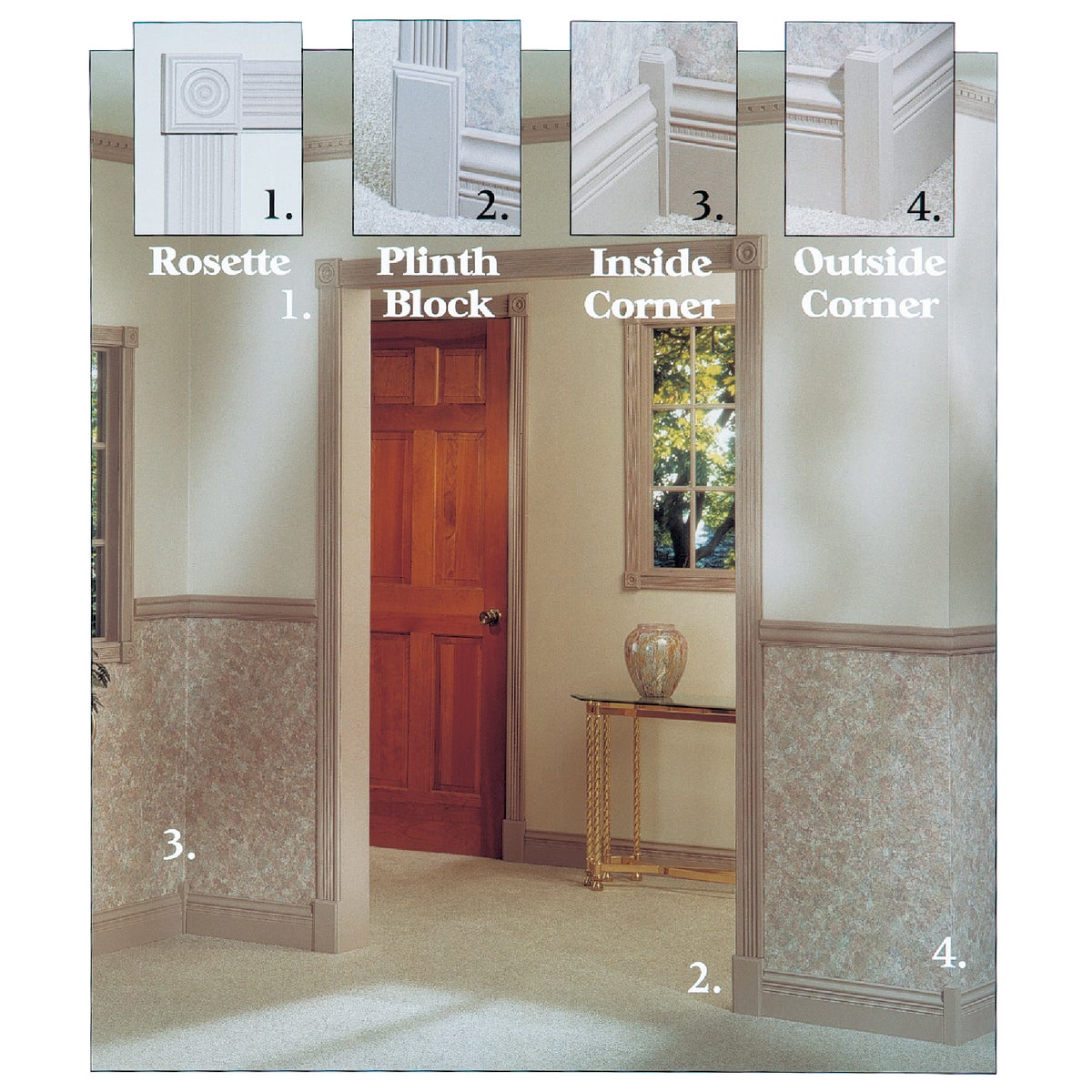 House of Fara 7/8 In. W. x 2-1/2 In. H. x 5 In. L. Pine Plinth Block Image 2