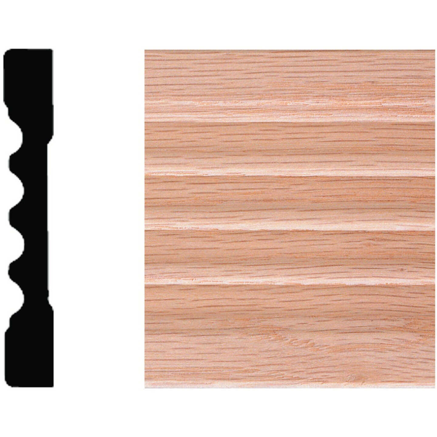 House of Fara 7/16 In. W. x 3 In. H. x 7 Ft. L. Natural Solid Oak Fluted Wood Casing Image 1