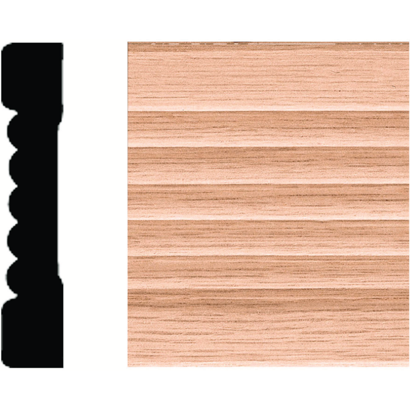 House of Fara 7/16 In. W. x 2-1/4 In. H. x 7 Ft. L. Natural Solid Oak Fluted Wood Casing Image 1