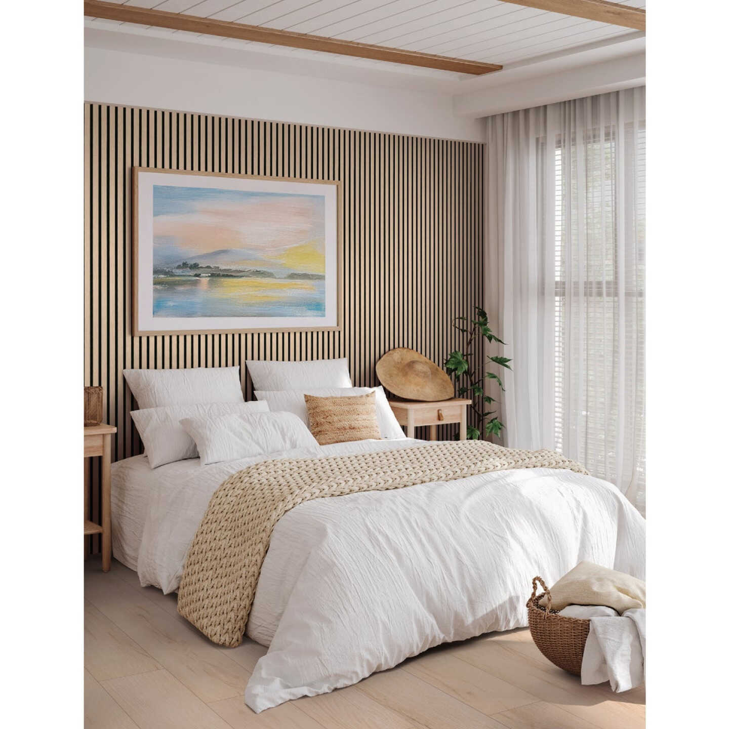 MSI 9-1/2 In. x 94-1/2 In. Blonde Acoustic Wood Slat Paneling (4-Pack) Image 3