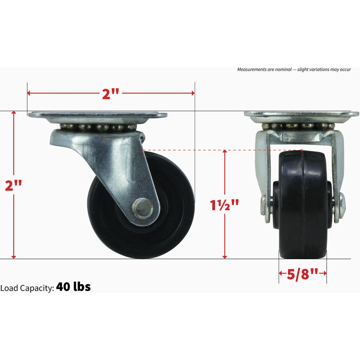Shepherd Hardware 1-1/2 In. General-Duty Soft Rubber Swivel Plate Caster Image 3