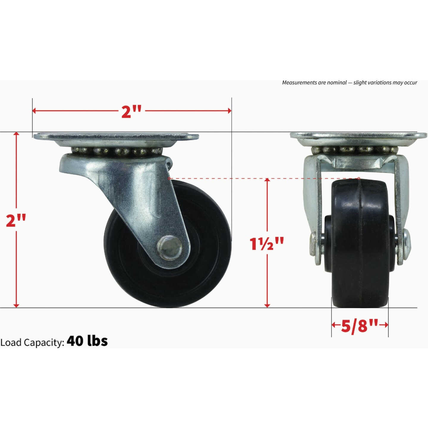 Shepherd Hardware 1-1/2 In. General-Duty Soft Rubber Swivel Plate Caster Image 3