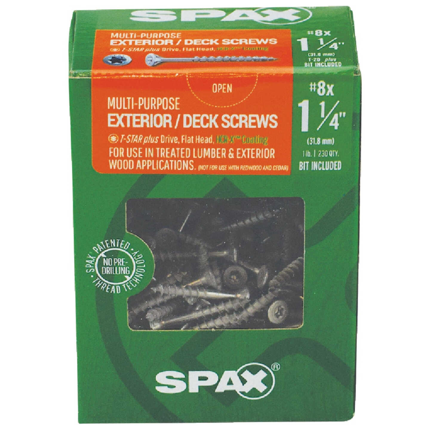 SPAX #8 x 1-1/4 In. T20 Plus Flat Head HCR-X (Exterior Rated) Deck Screw (230-Count) Image 2