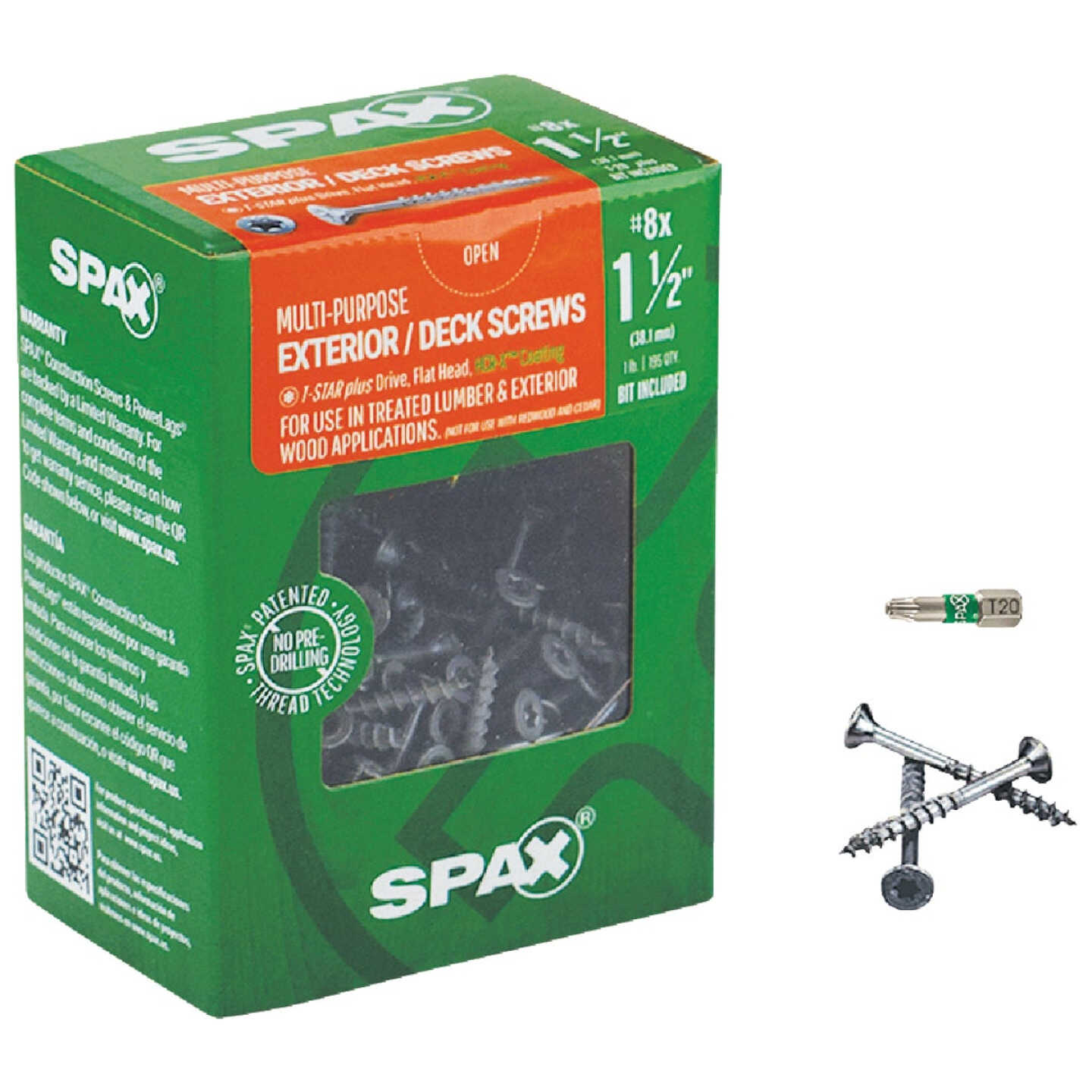 SPAX #8 x 1-1/2 In. T20 Plus Flat Head HCR-X (Exterior Rated) Deck Screw (195-Count) Image 1