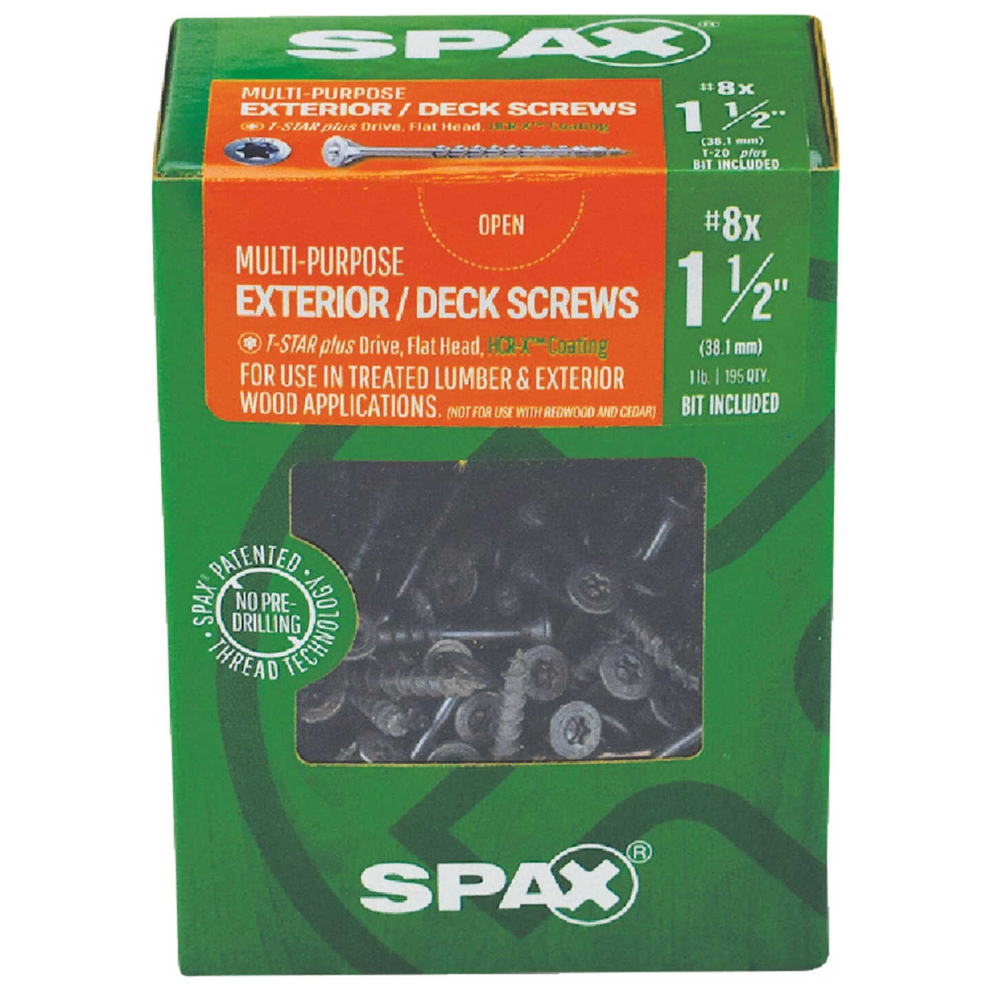 SPAX #8 x 1-1/2 In. T20 Plus Flat Head HCR-X (Exterior Rated) Deck Screw (195-Count) Image 2