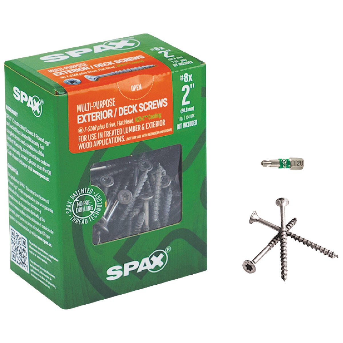 SPAX #8 x 2 In. T20 Plus Flat Head HCR-X (Exterior Rated) Deck Screw (154-Count)