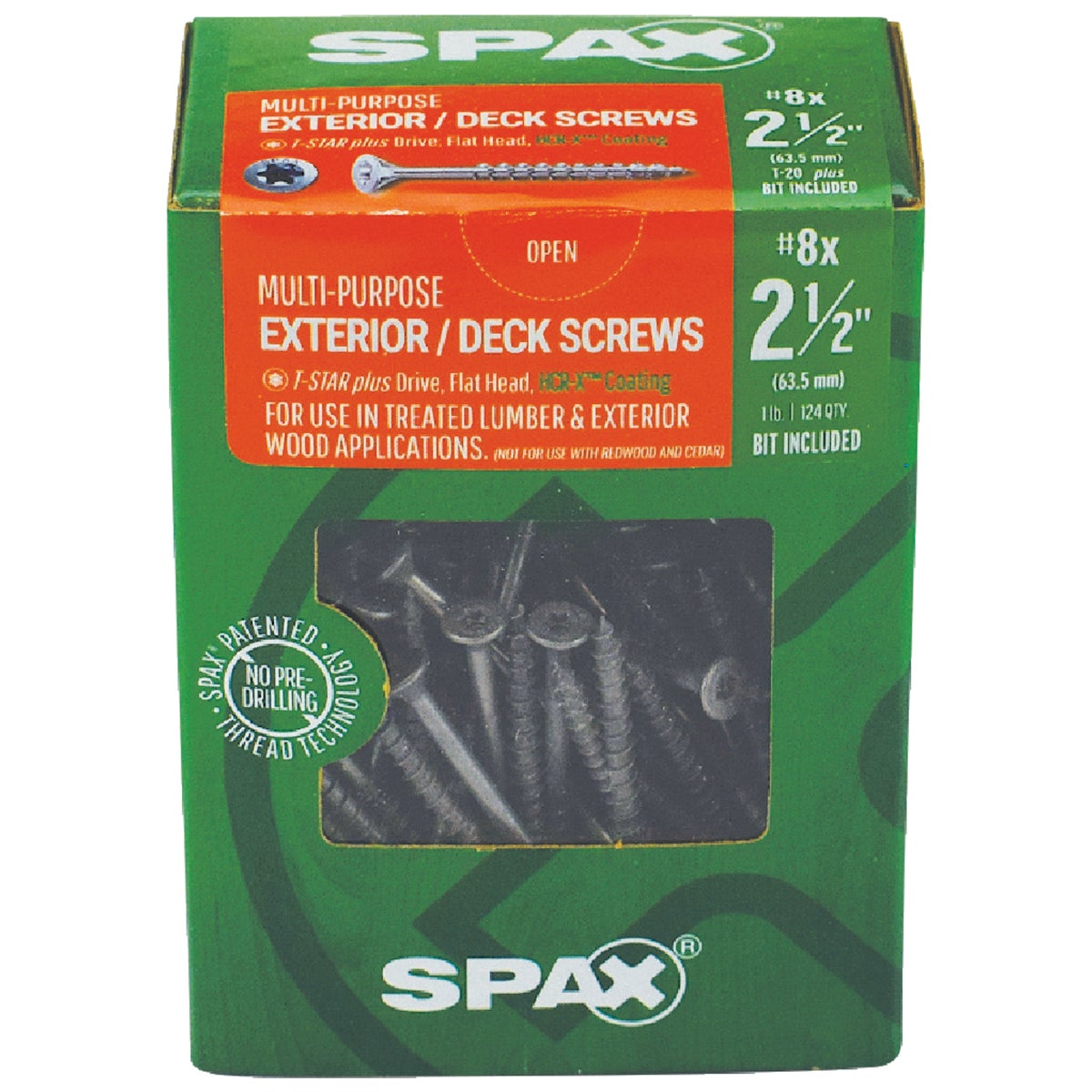 SPAX #8 x 2-1/2 In. T20 Plus Flat Head HCR-X (Exterior Rated) Deck Screw (124-Count) Image 2