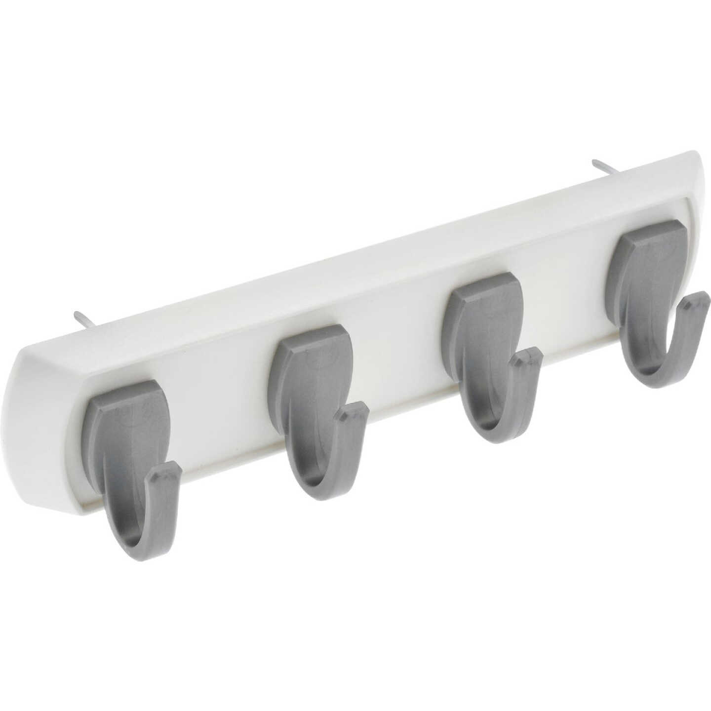 Hillman High and Mighty 5 Lb. Capacity White Key Rail with Silver Hooks Image 1