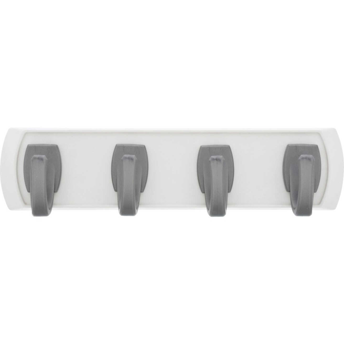 Hillman High and Mighty 5 Lb. Capacity White Key Rail with Silver Hooks Image 2