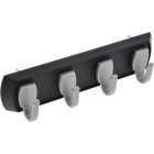 Hillman High and Mighty 5 Lb. Capacity Black Key Rail with Silver Hooks Image 1