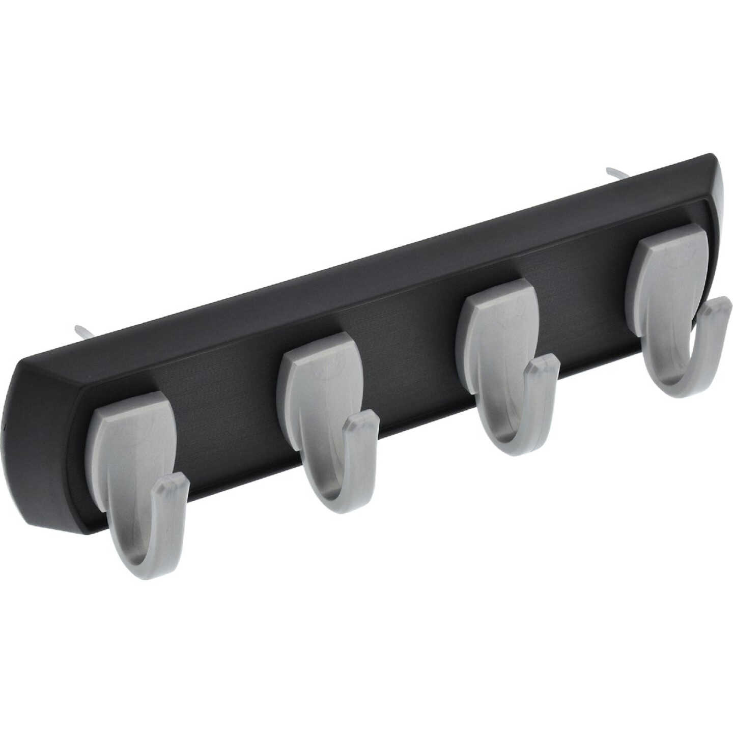 Hillman High and Mighty 5 Lb. Capacity Black Key Rail with Silver Hooks Image 1