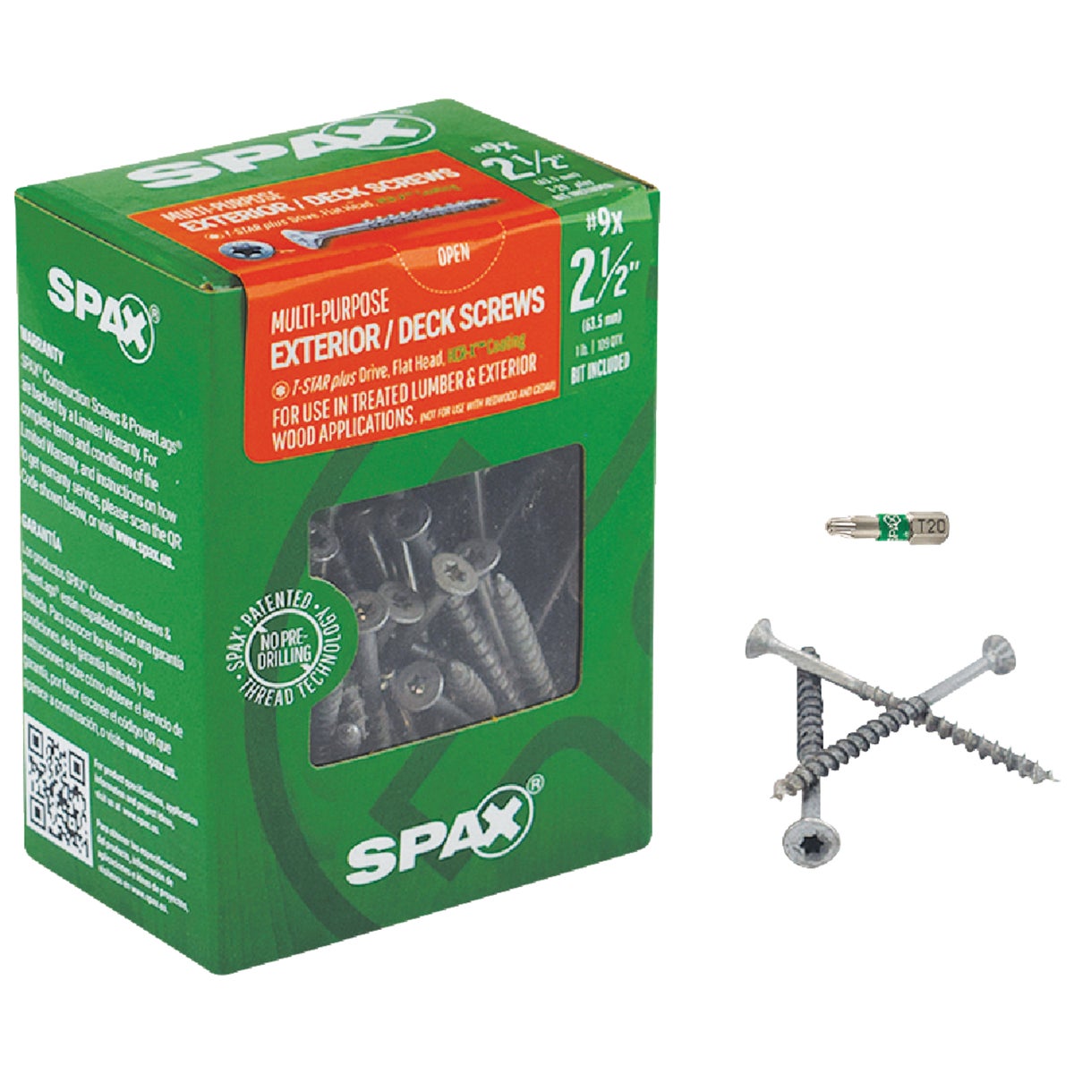 SPAX #9 x 2-1/2 In. T20 Plus Flat Head HCR-X (Exterior Rated) Deck Screw (109-Count) Image 2
