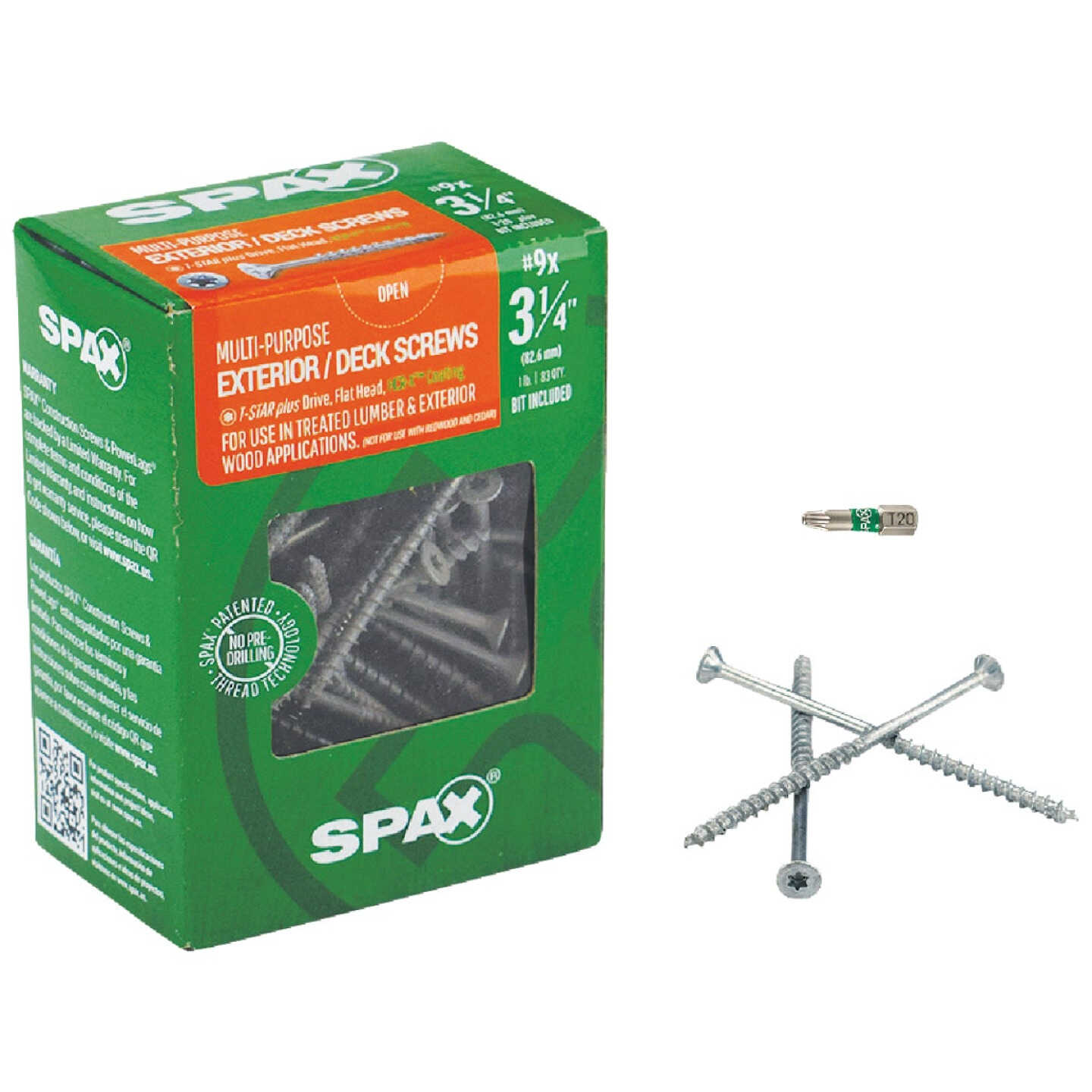 SPAX #9 x 3-1/4 In. T20 Plus Flat Head HCR-X (Exterior Rated) Deck Screw (83-Count) Image 1