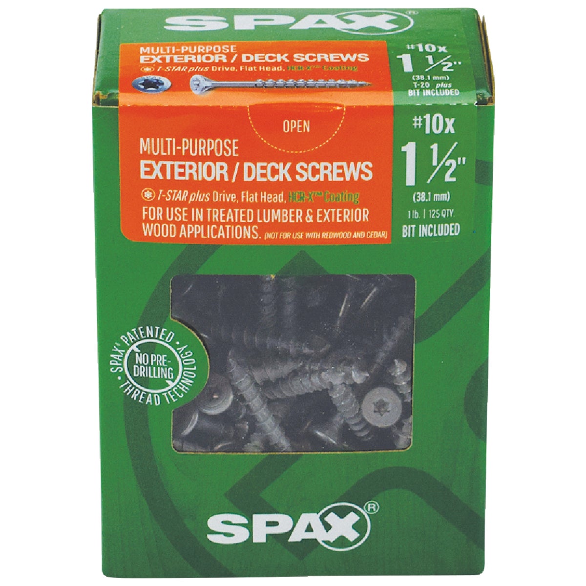SPAX #10 x 1-1/2 In. T20 Plus Flat Head HCR-X (Exterior Rated) Deck Screw (125-Count) Image 2