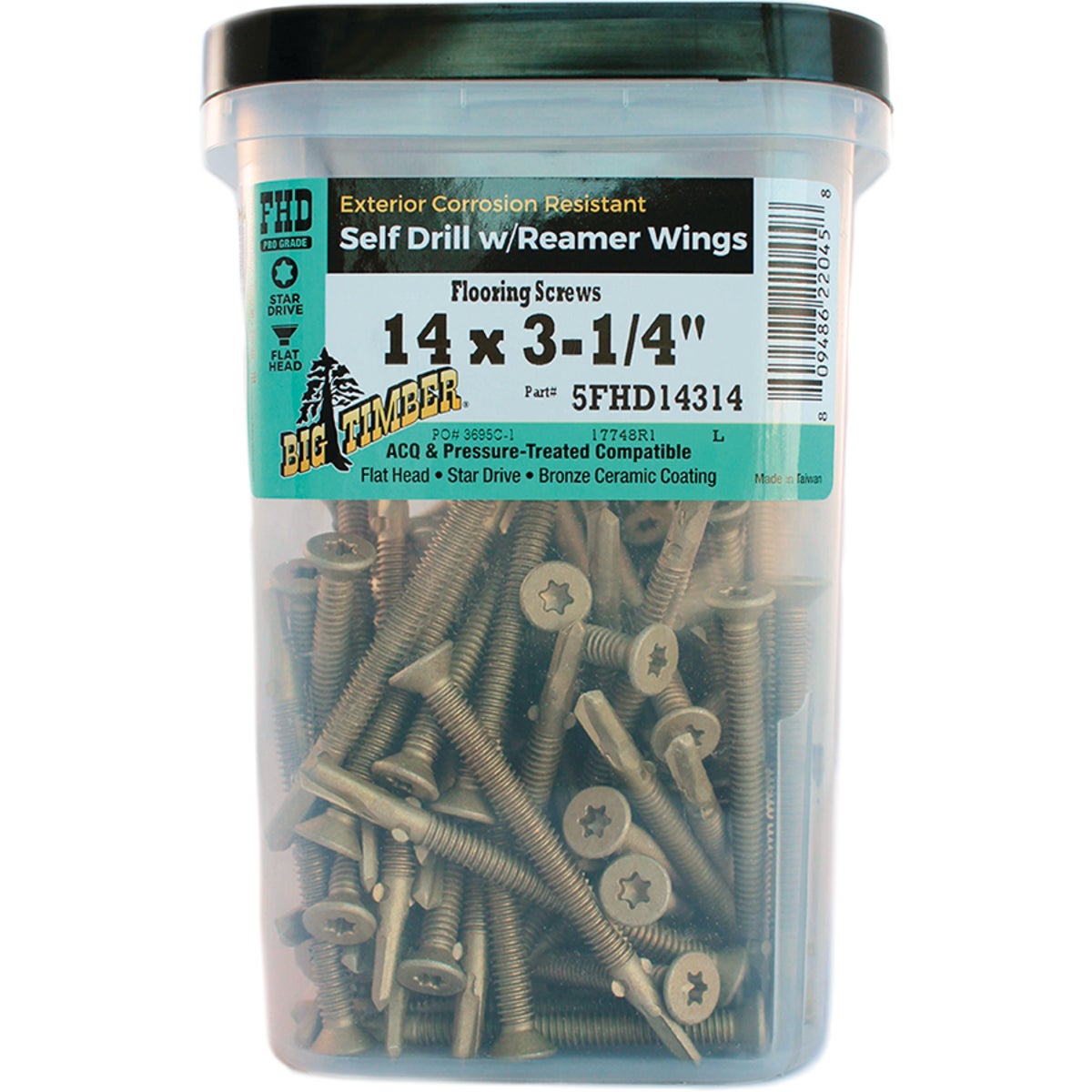 Big Timber #14 x 3-1/4 In. Flat Head Self-Drilling Bronze Reamer Screw (150-Count, 5 Lb.)